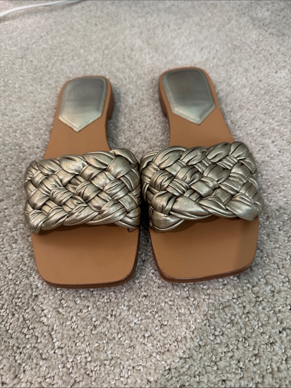 Marc Fisher Reanna Gold Braided Metallic Slide Mules